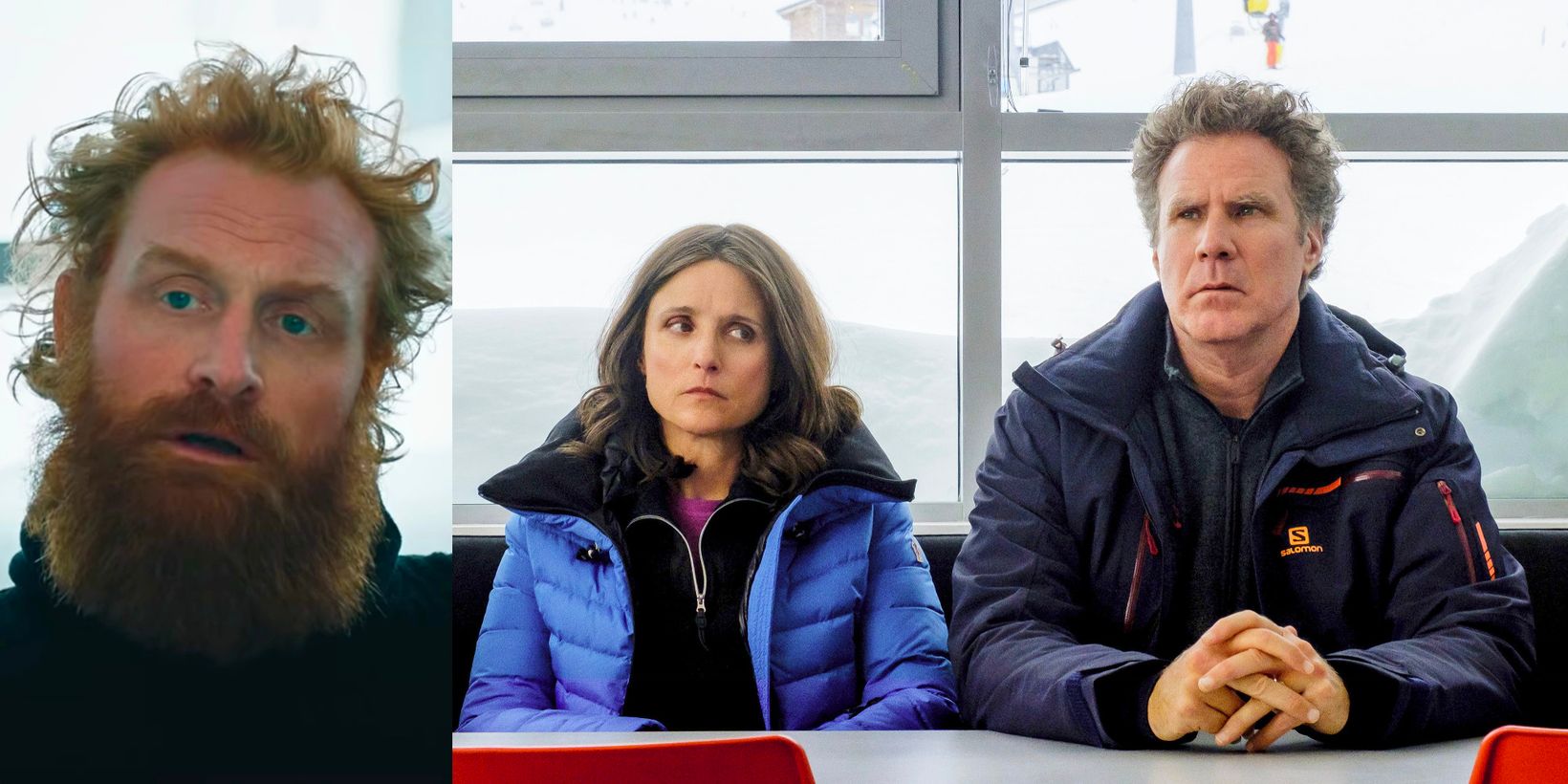 Kristofer Hivju, Julia Louis-Dreyfus og Will Ferrell i Downhill