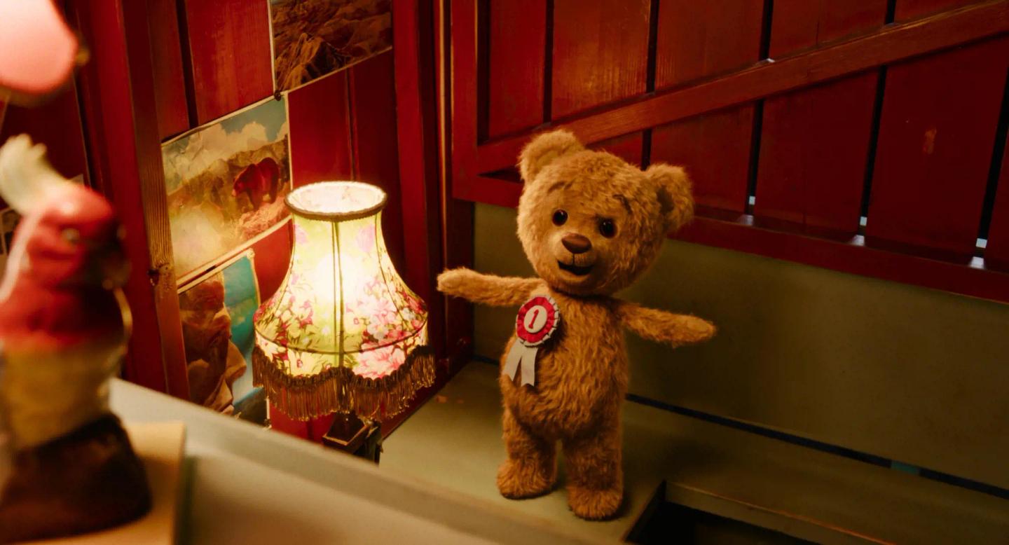 a teddy bear on a shelf