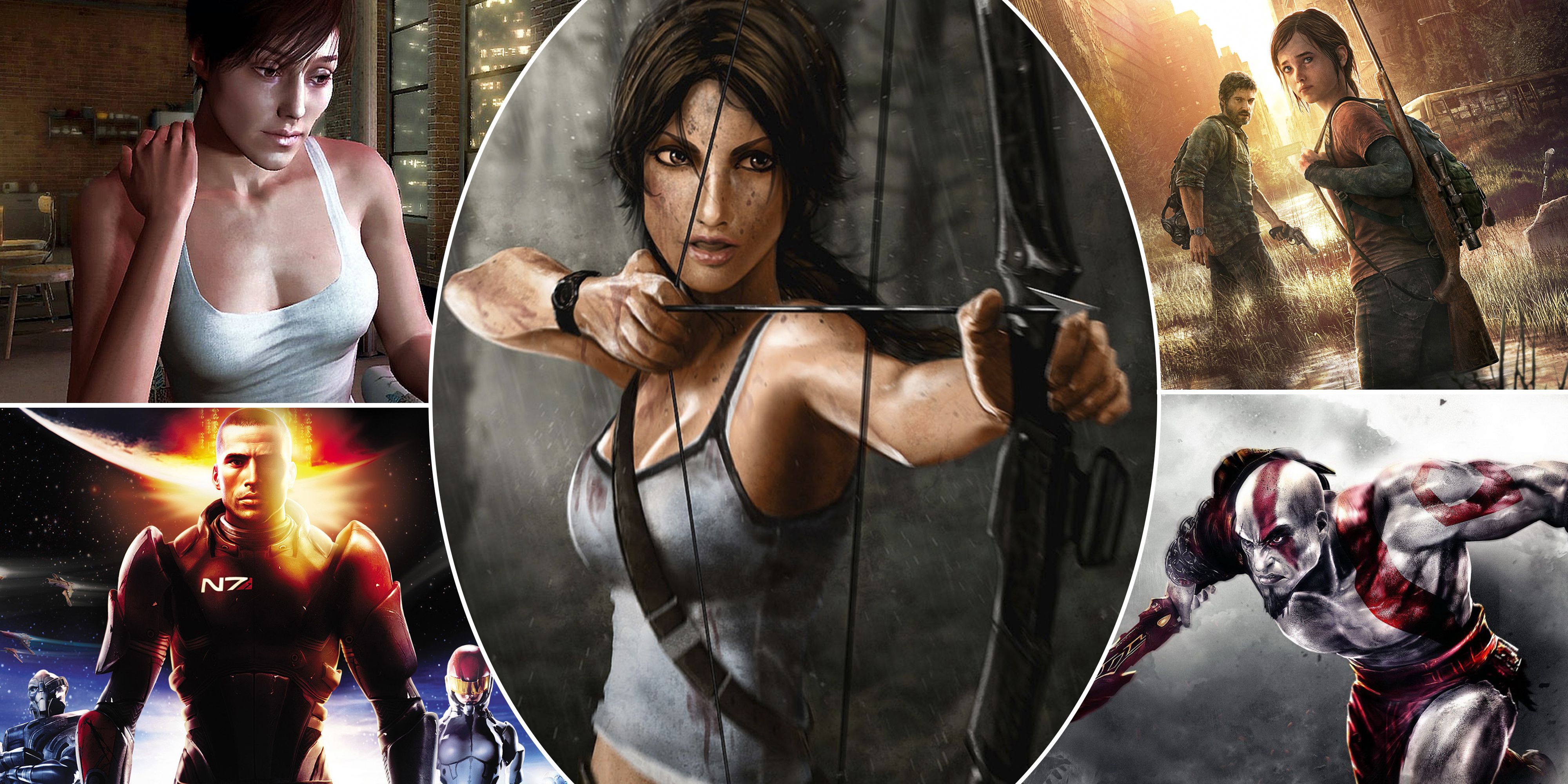 Heavy Rain, Mass Effect, The Last of Us, Tomb Raider, God of War