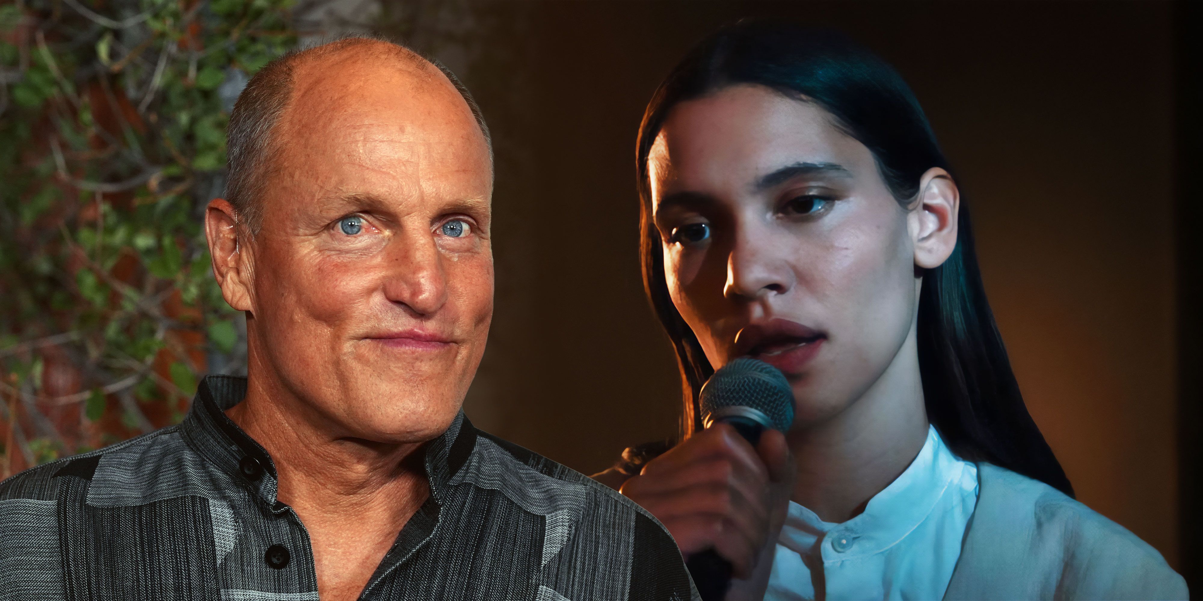Bildemontasje: Woody Harrelson på premieren til Brothers, Kaya Wilkins i Mannen uten framtid