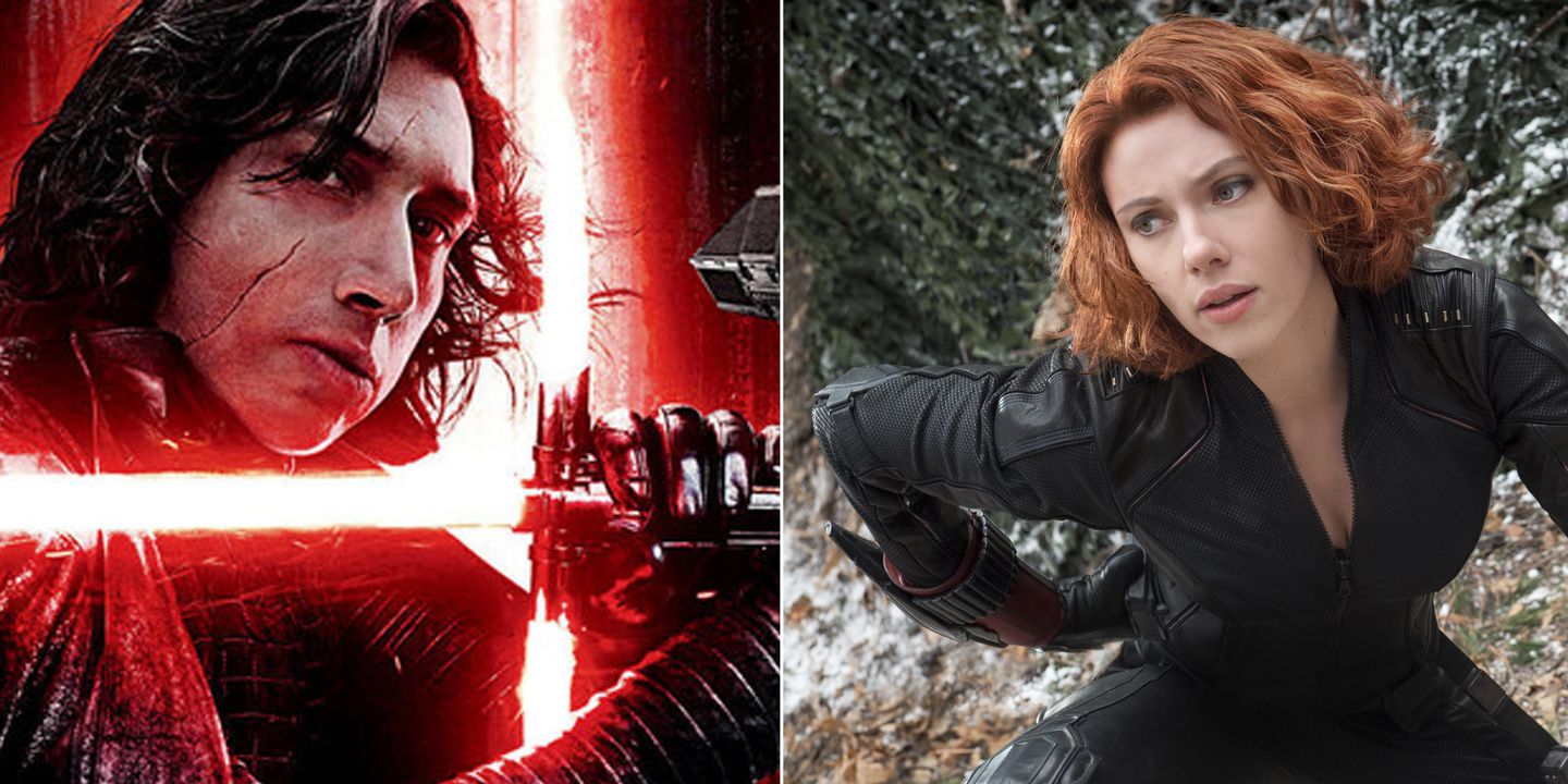 Adam Driver og Scarlett Johansson i Star Wars og Avengers