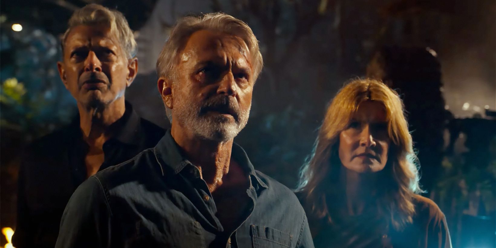 Jeff Goldblum, Sam Neill og Laura Dern i Jurassic World: Dominion