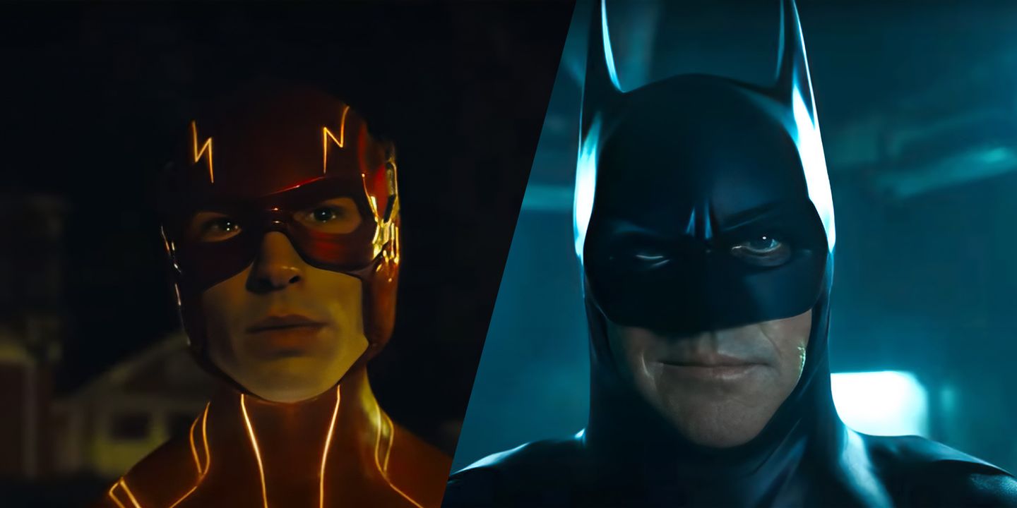 Ezra Miller og Michael Keaton i The Flash