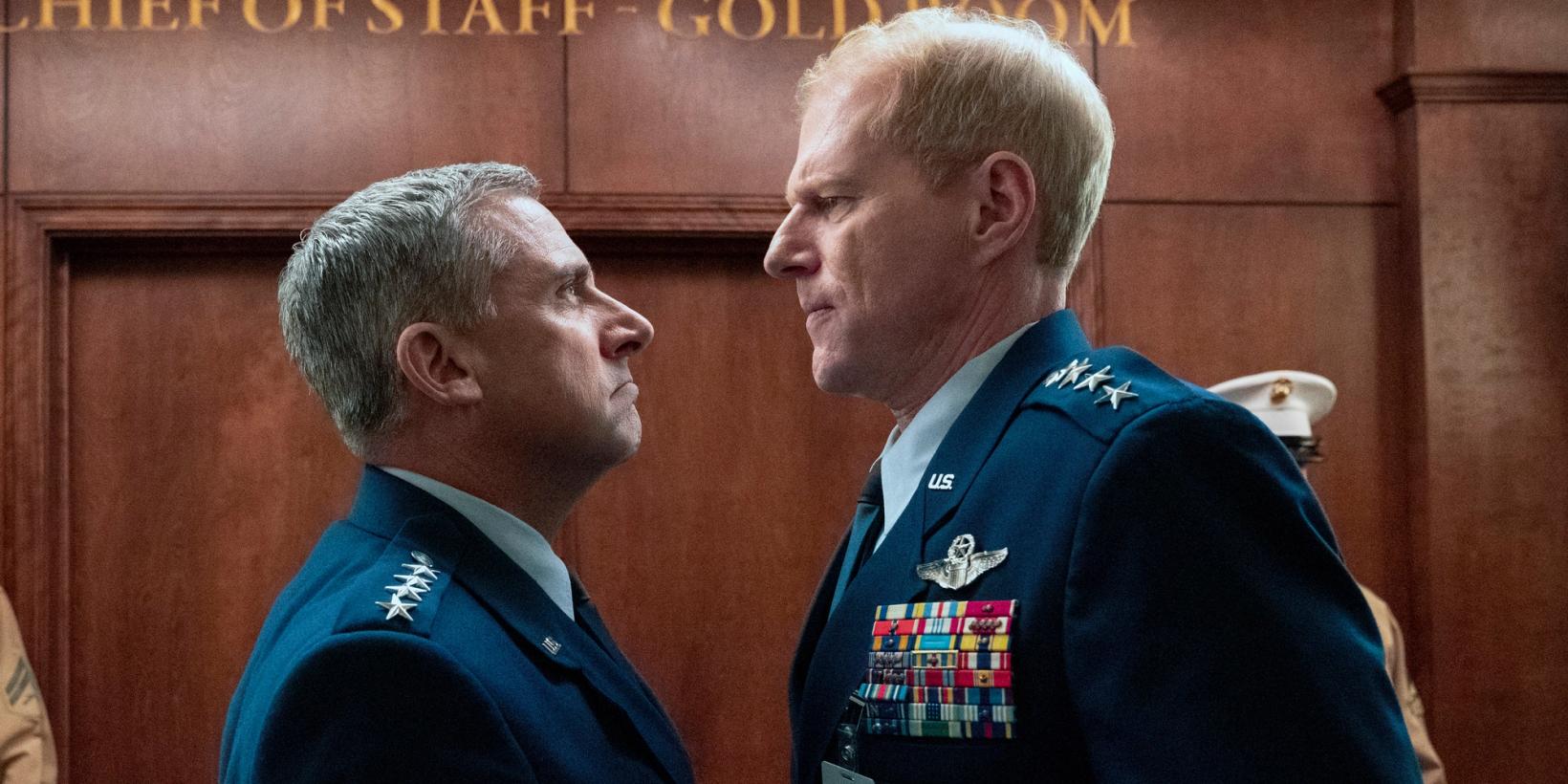 Steve Carell og Noah Emmerich i Space Force sesong 1