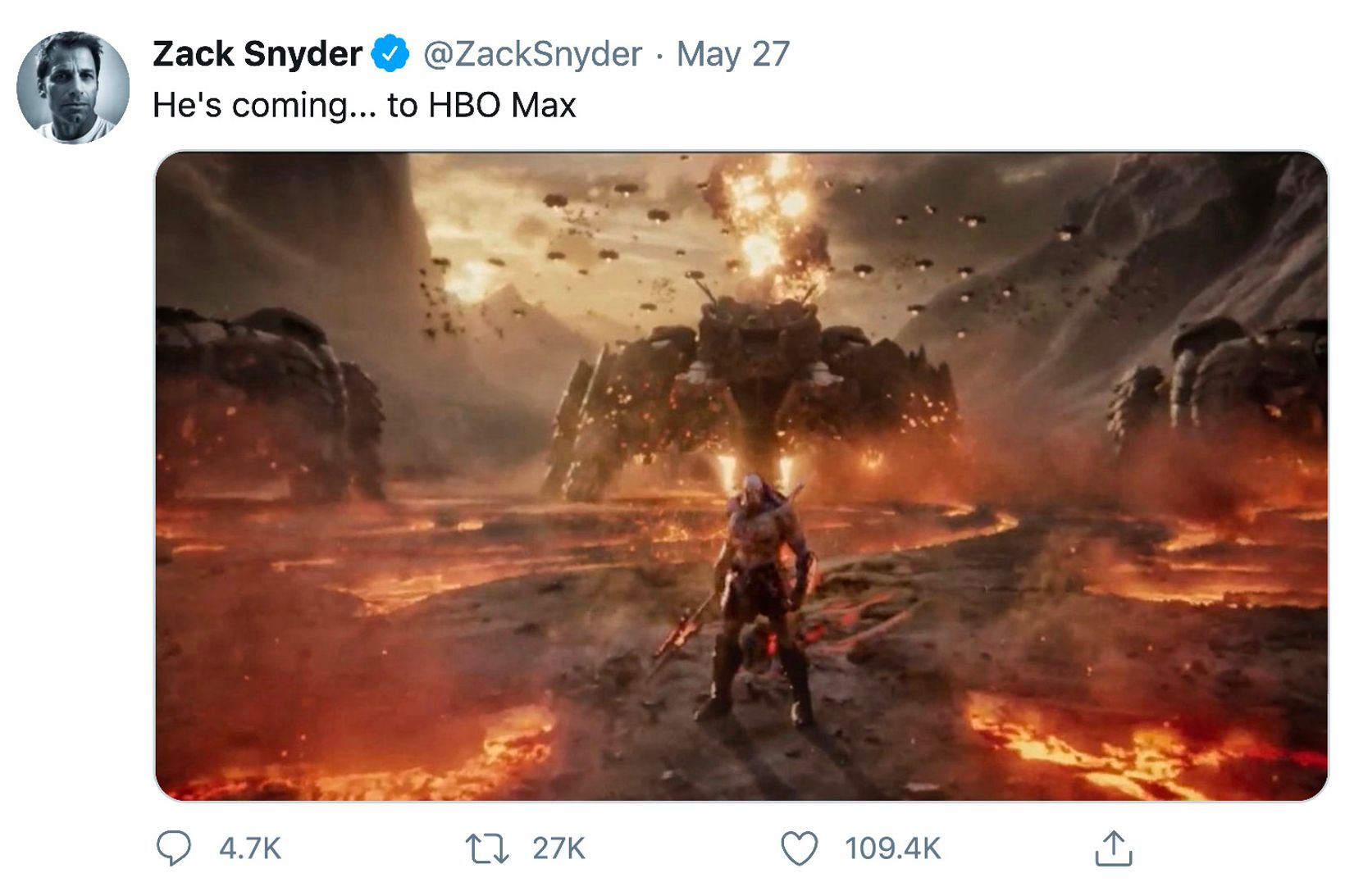 Zack Snyder viser fram det første bildet av Darkseid i Justice League