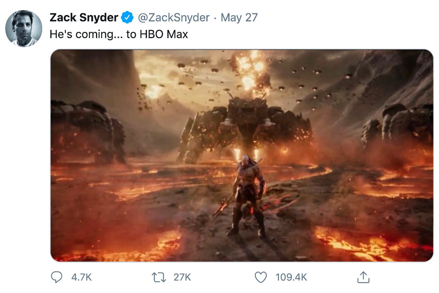 Zack Snyder viser fram det første bildet av Darkseid i Justice League