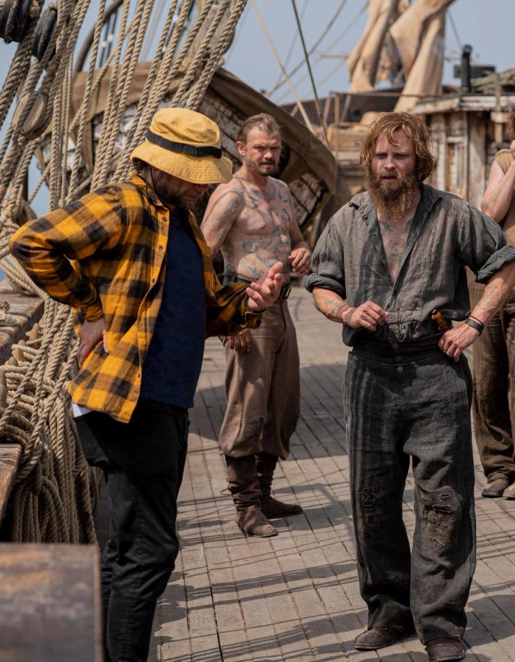 André Øvredal, Martin Furulund og Nikolai Nikolaeff under innspillingen av The Last Voyage of the Demeter