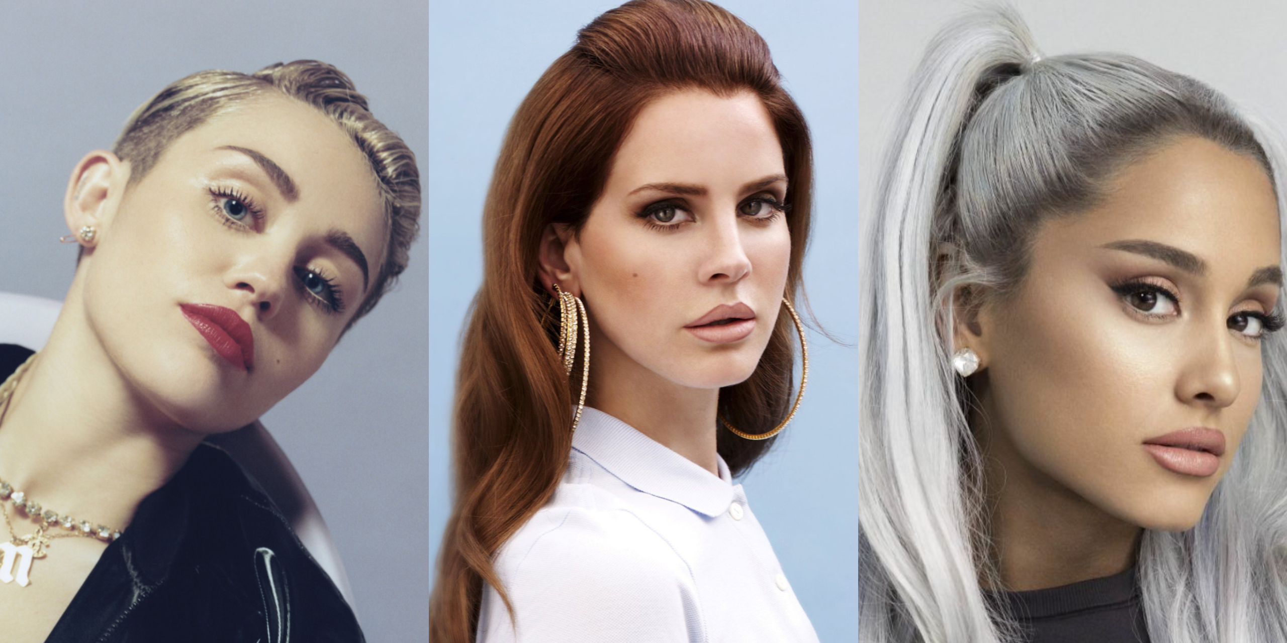 Miley Cyrus, Lana del Rey og Ariana Grande
