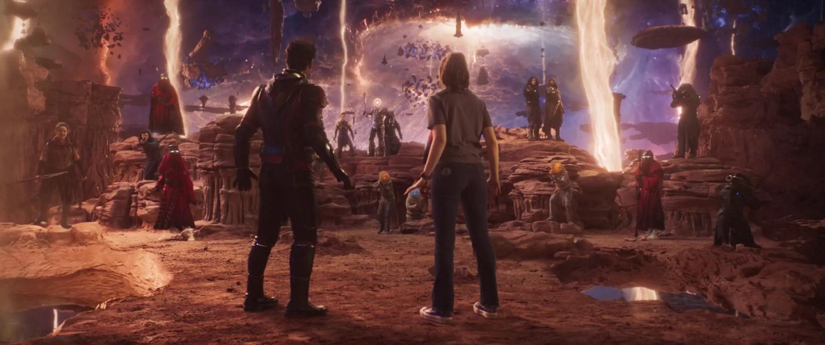 a group of people in a cave