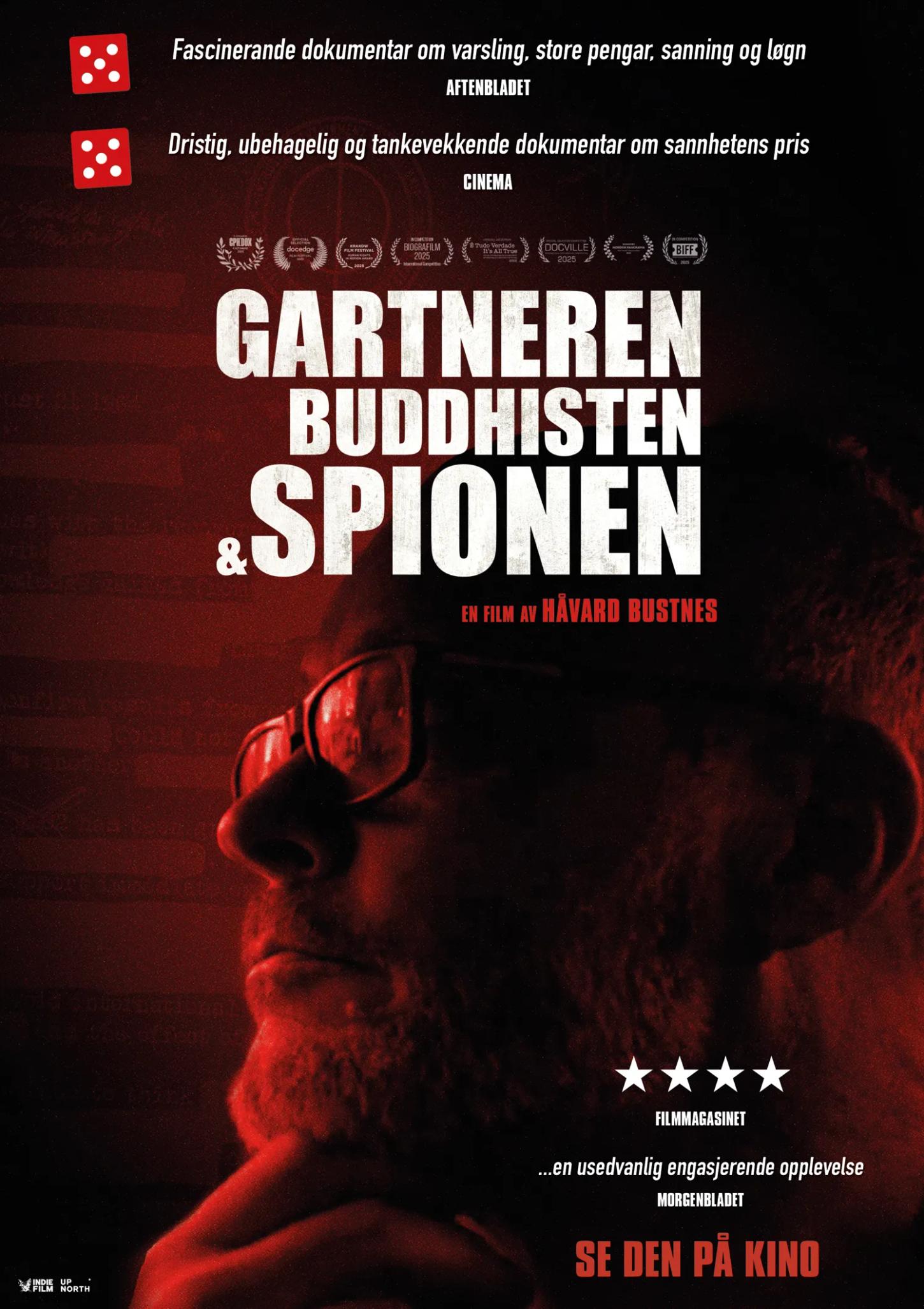Plakat for 'Gartneren, buddhisten og spionen'