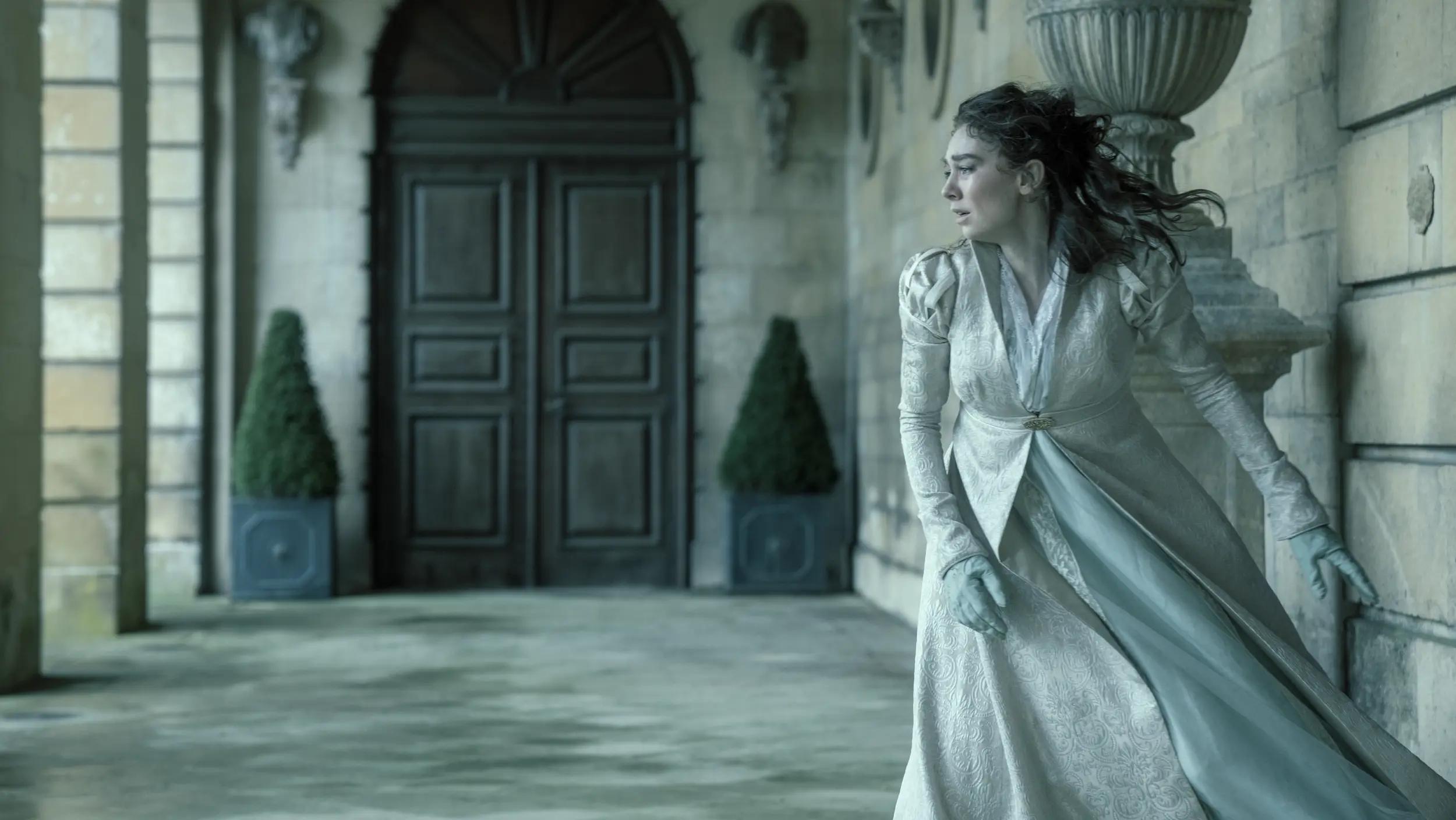 a woman in a white dress