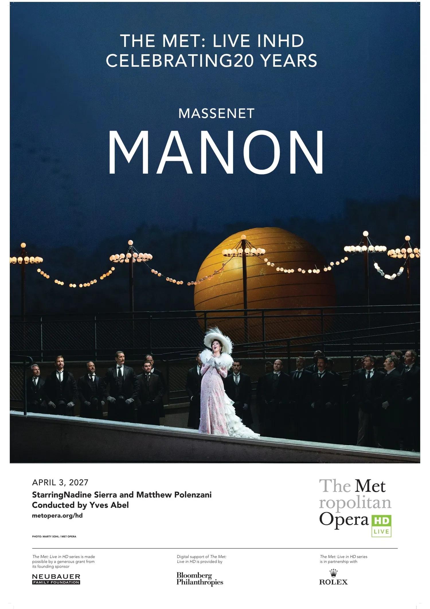 Plakat for 'The Met Opera: MANON (Massenet)'