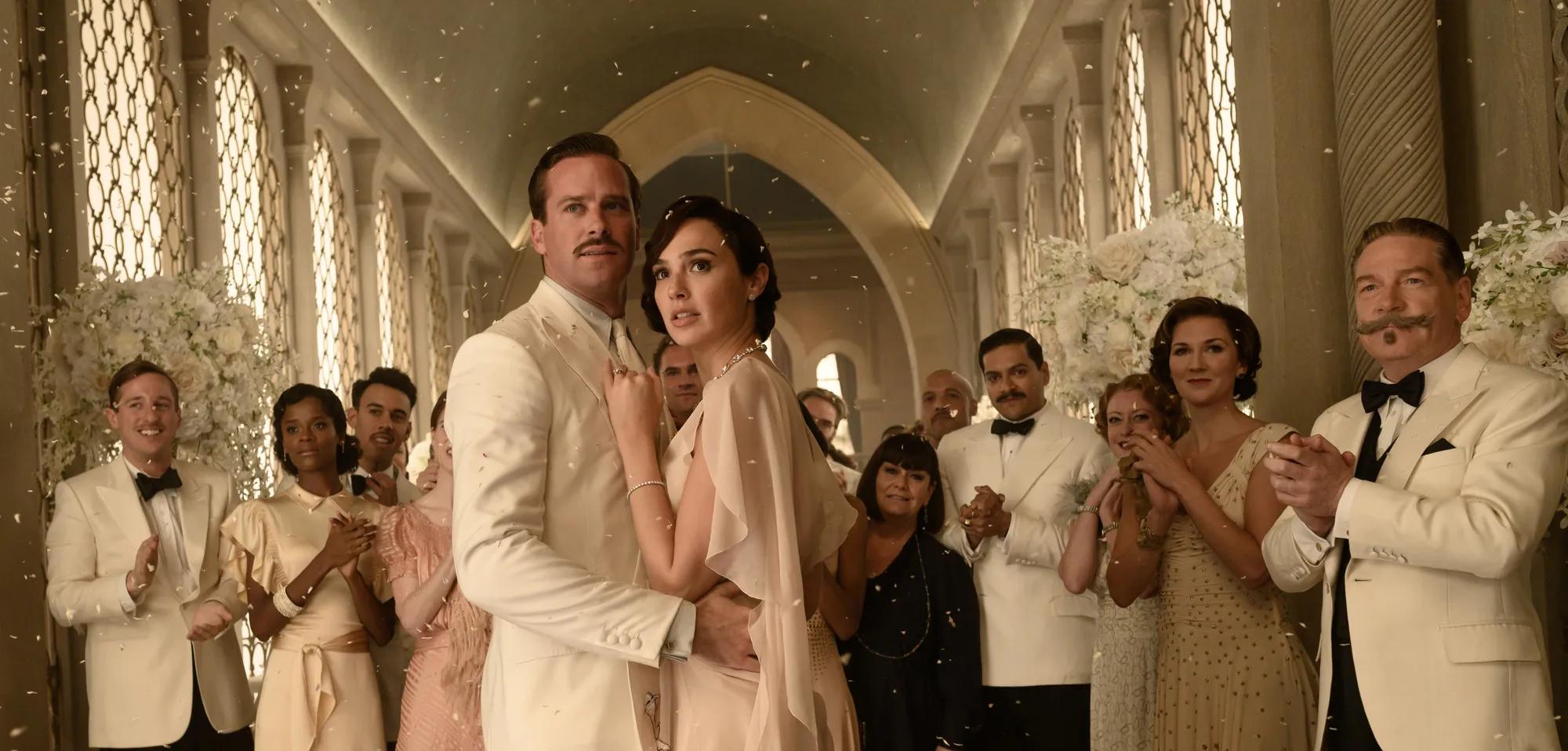 Kenneth Branagh, Armie Hammer, Gal Gadot, Summer Strallen, Dawn French et al. posing for a photo