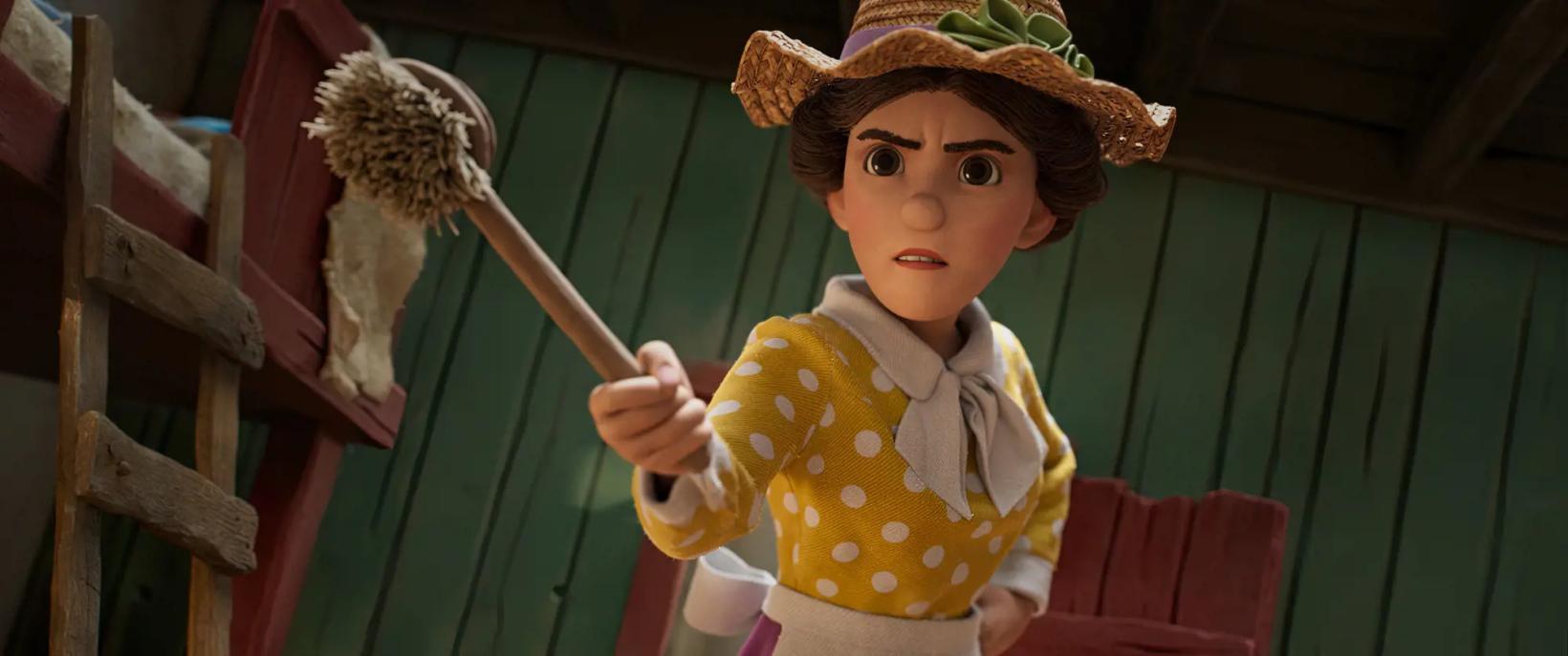 a doll holding a stick