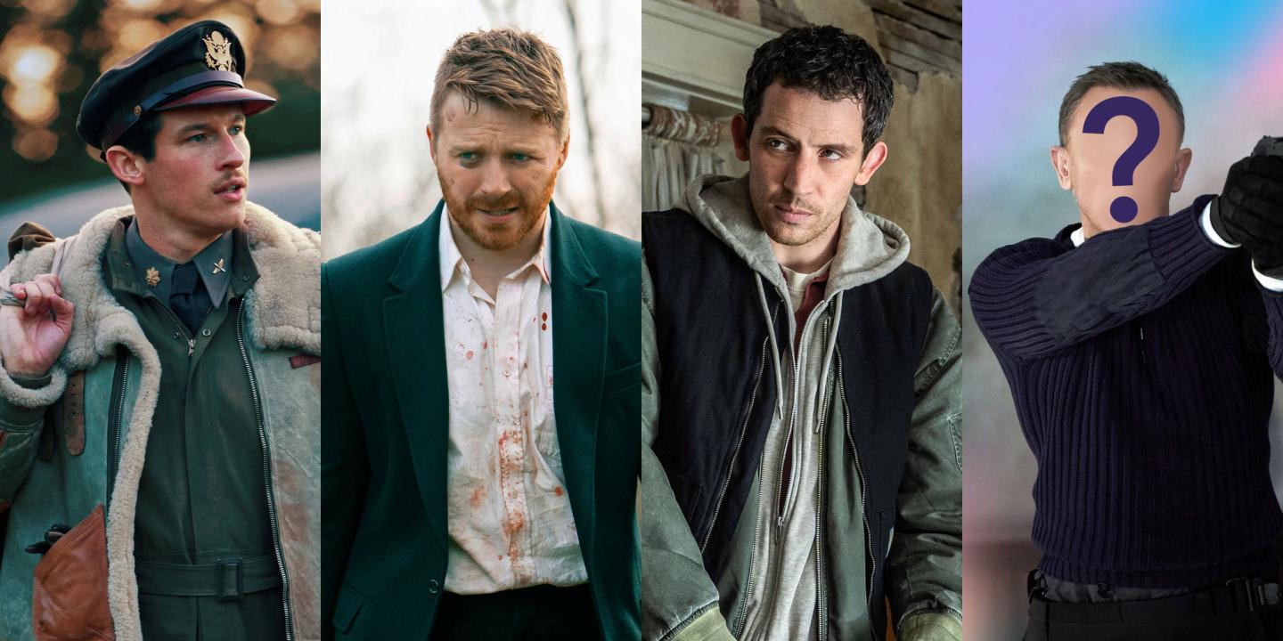 Bildemontasje: Callum Turner i Masters of the Air, Jack Lowden i Slow Horses, Josh O'Connor i Disclosure Day og Daniel Craig i No Time To Die