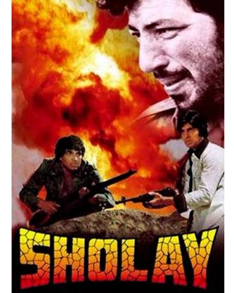 Plakat for 'Sholay - 50 years anniversary'
