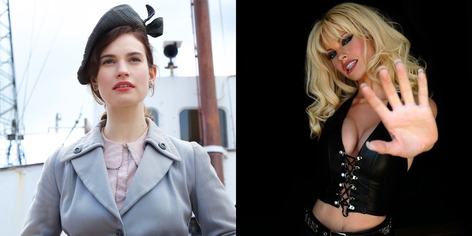 Lily James i Guernsey forening for litteratur og potetskrellpai og Pam & Tommy