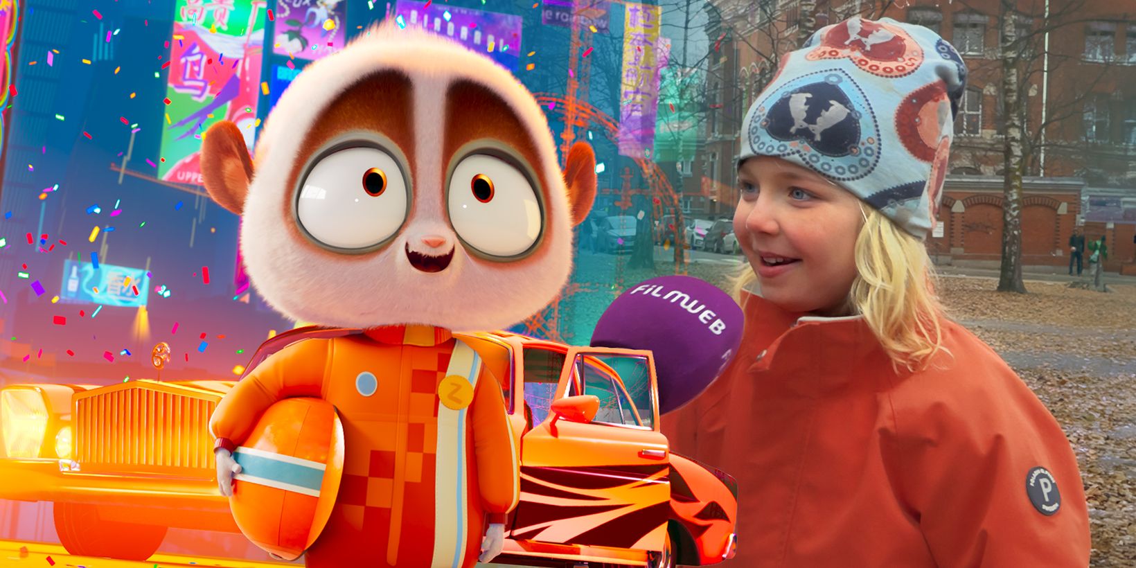 En lemur og et lite barn