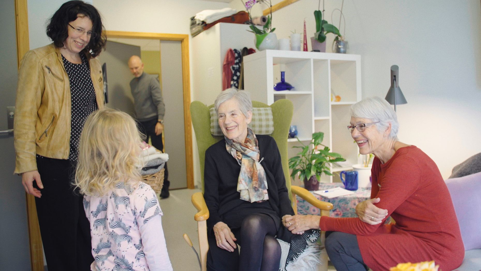 a group of people in a room