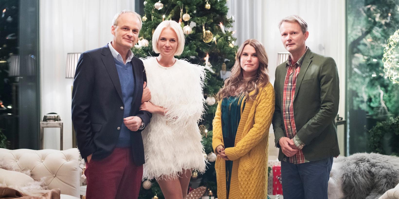 Johan Rheborg, Josephine Bornebusch, Mia Skäringer og Felix Herngren i Solsidan - Filmen
