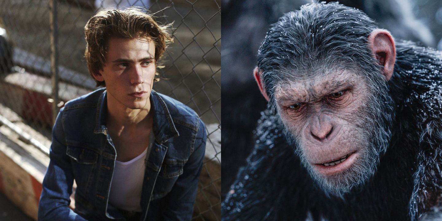 Owen Teague og Caesar, spilt av Andy Serkis, i War of the Planet of the Apes