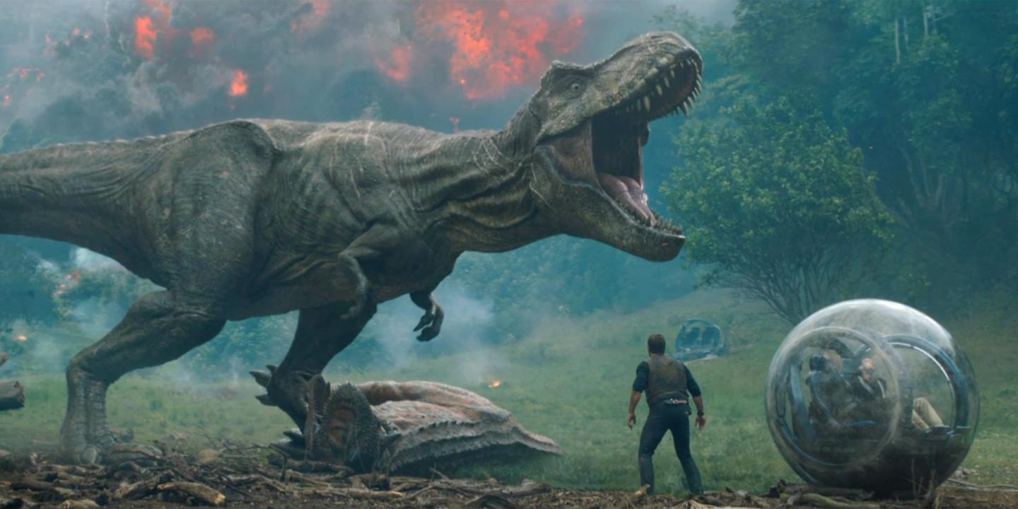 T-Rex og Chris Pratt i Jurassic World: Fallen Kingdom