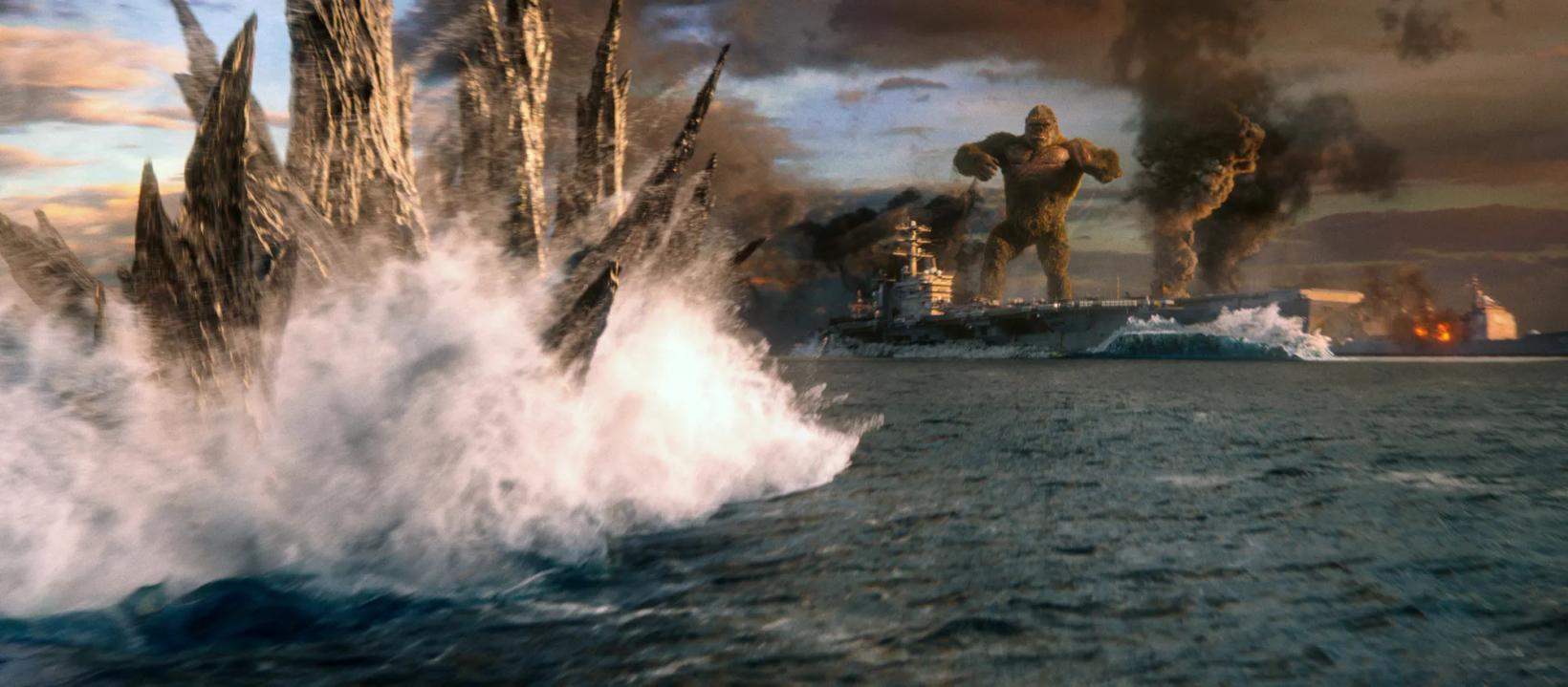 a video game with a monster and a ship in the water