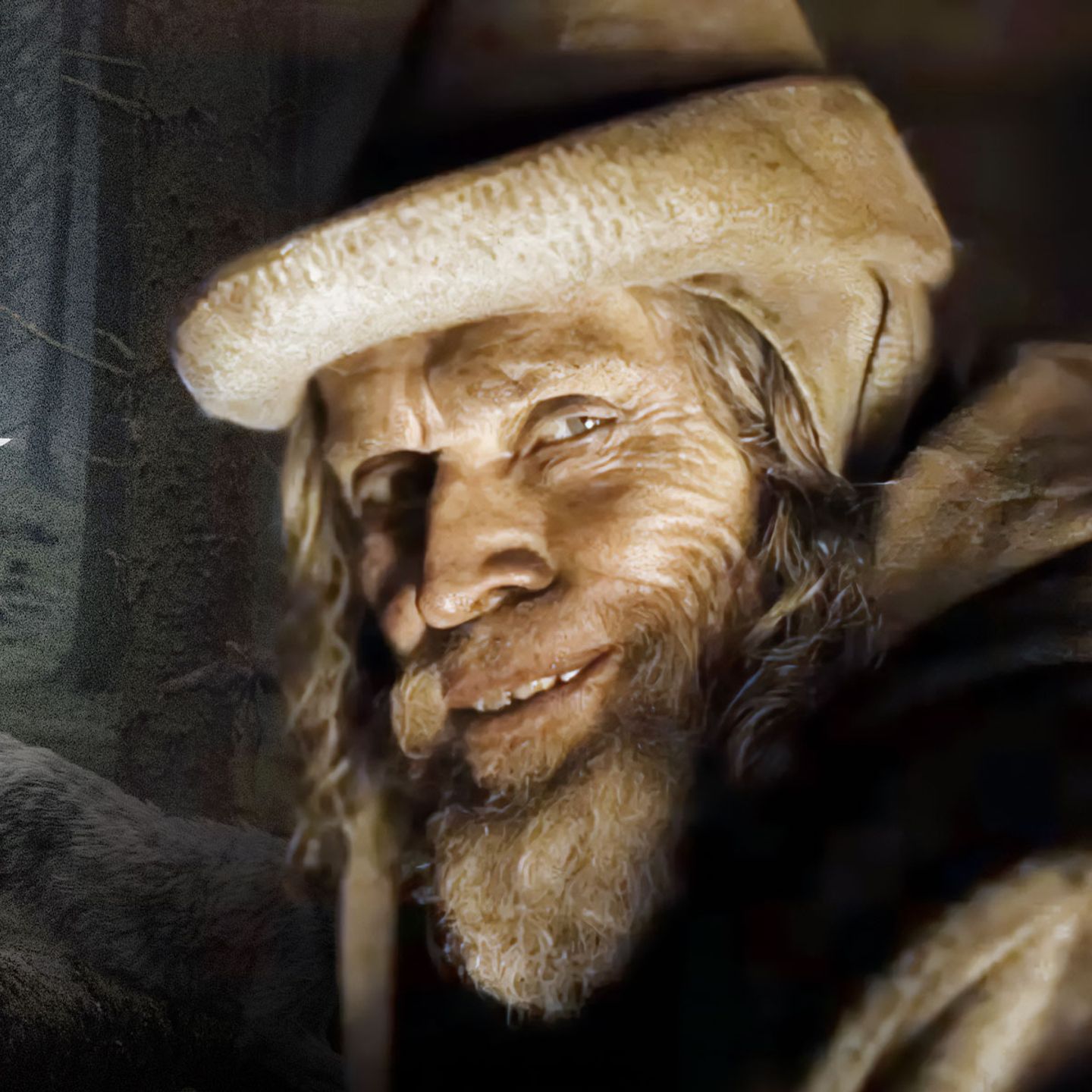 Bildemontasje: Stillbilde av Aaron Taylor Johnson i Werewulf/skjermbilde av Willem Dafoe fra traileren til samme film