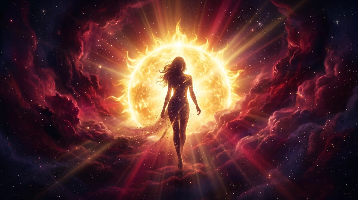 Mystical Venus emerging from golden solar light during the Scorpio Venus Cazimi in 2026.