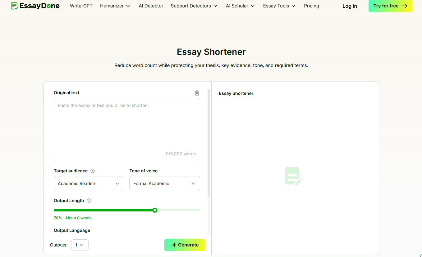 EssayDone AI Essay Shortener