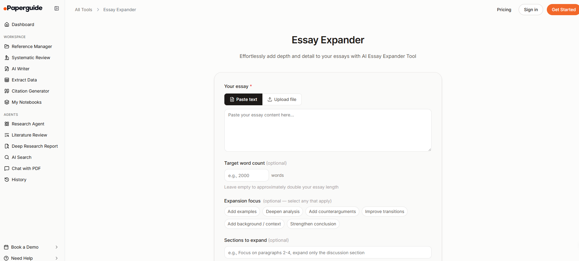 Paperguide AI Essay Extender