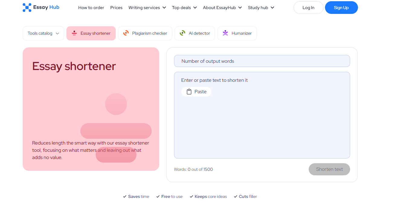 EssayHub AI Essay Shortener