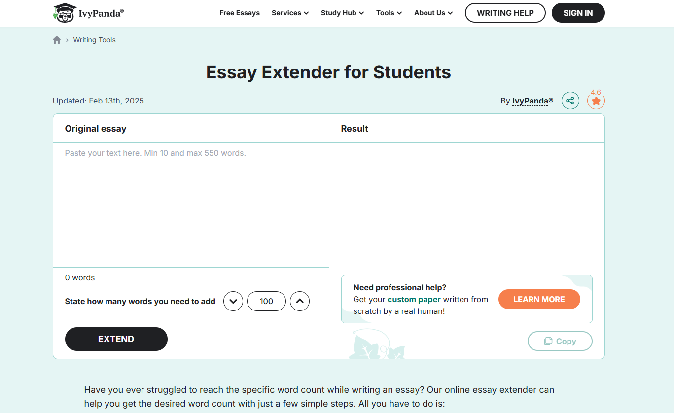 IvyPanda AI Essay Extender