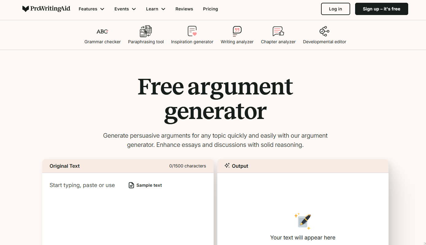 ProWritingAid AI Argument Writer