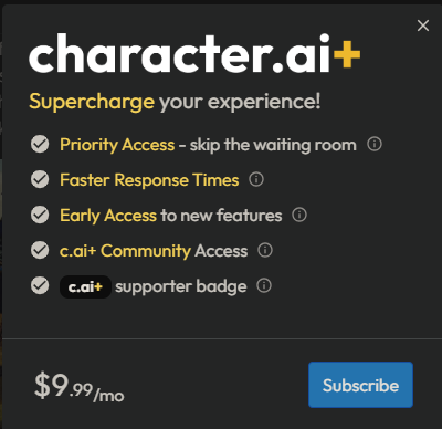 Character AI pricing
