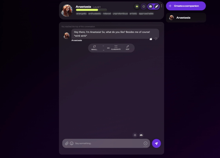 Nastia chat when first starting