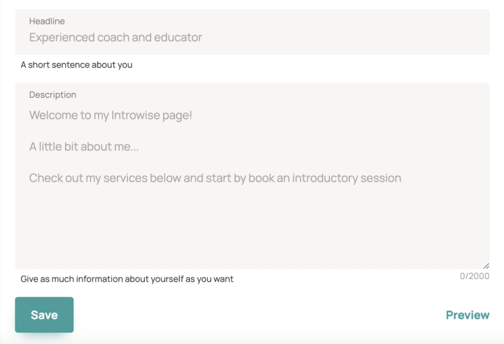 booking page description