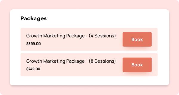 Packages booking section