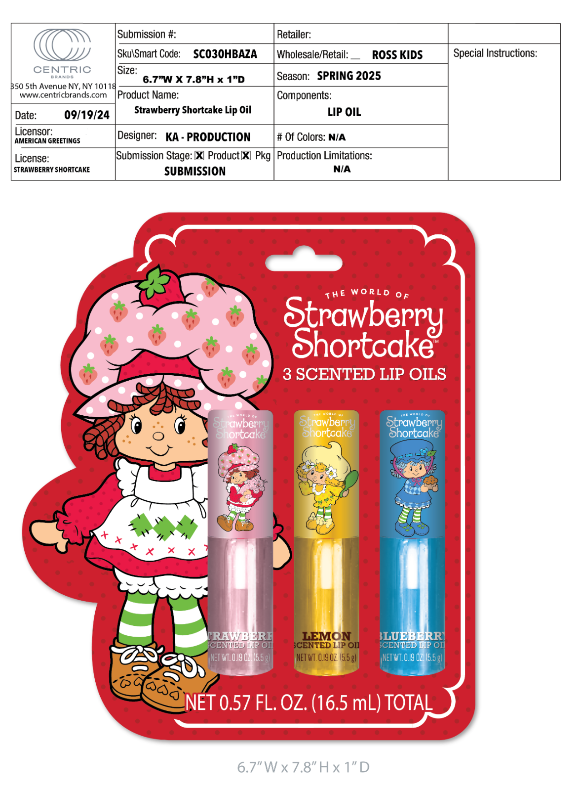 Strawberry Shortcake licensed bath and beauty packaging