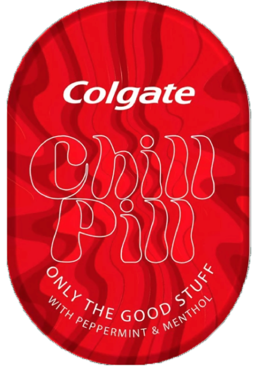Red Colgate Chill Pill mouthwash bead container