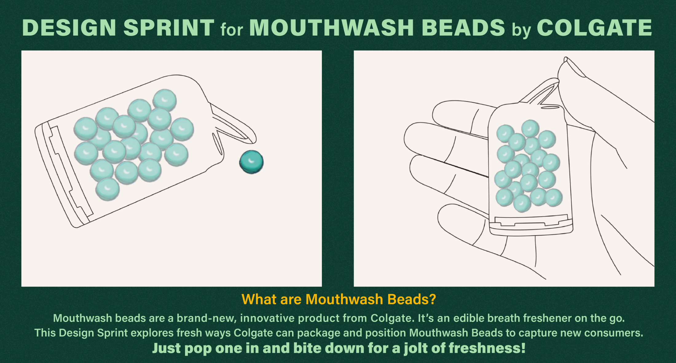 Mouthwash bead packaging concept sketches