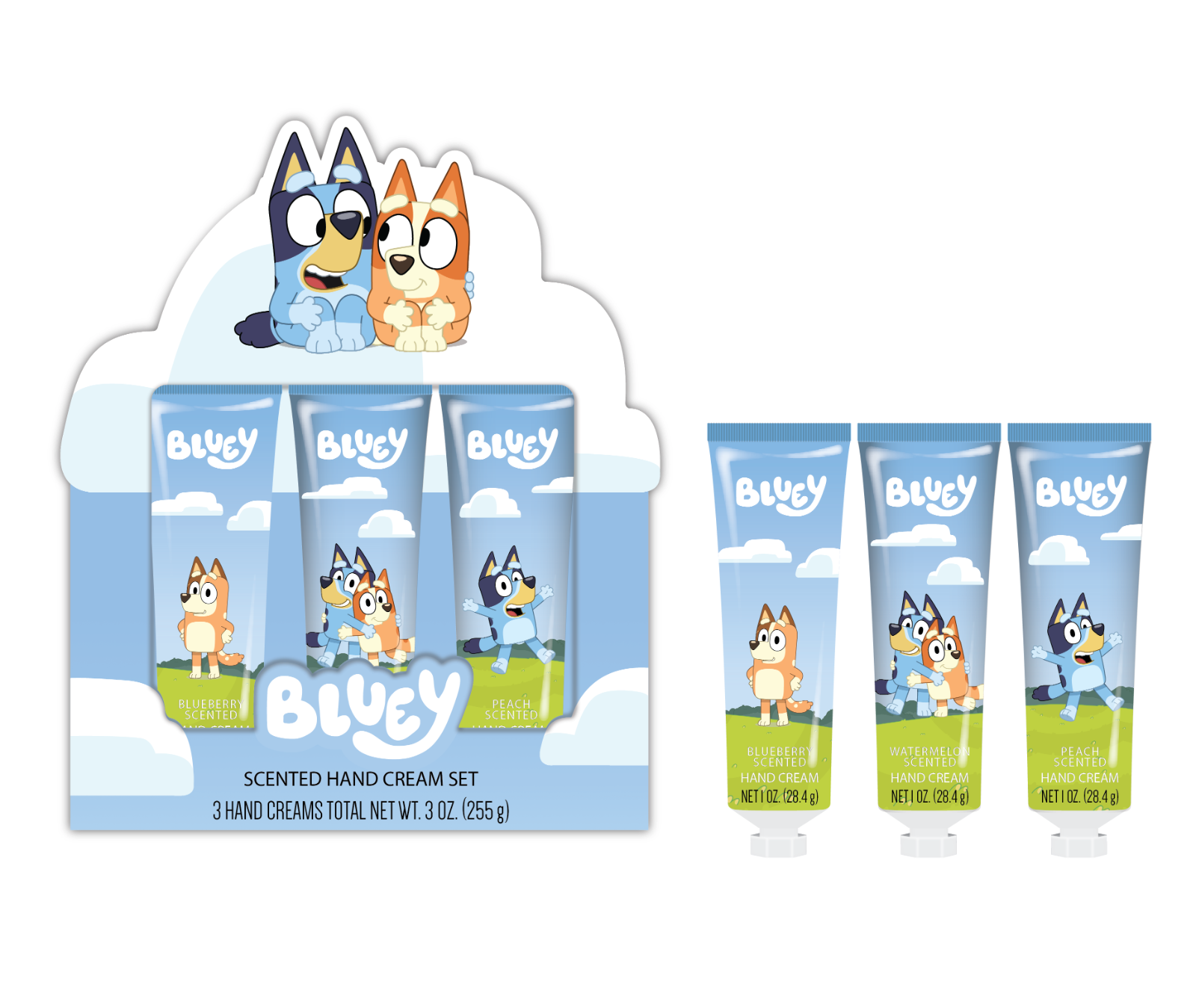 Bluey licensed bath and beauty packaging