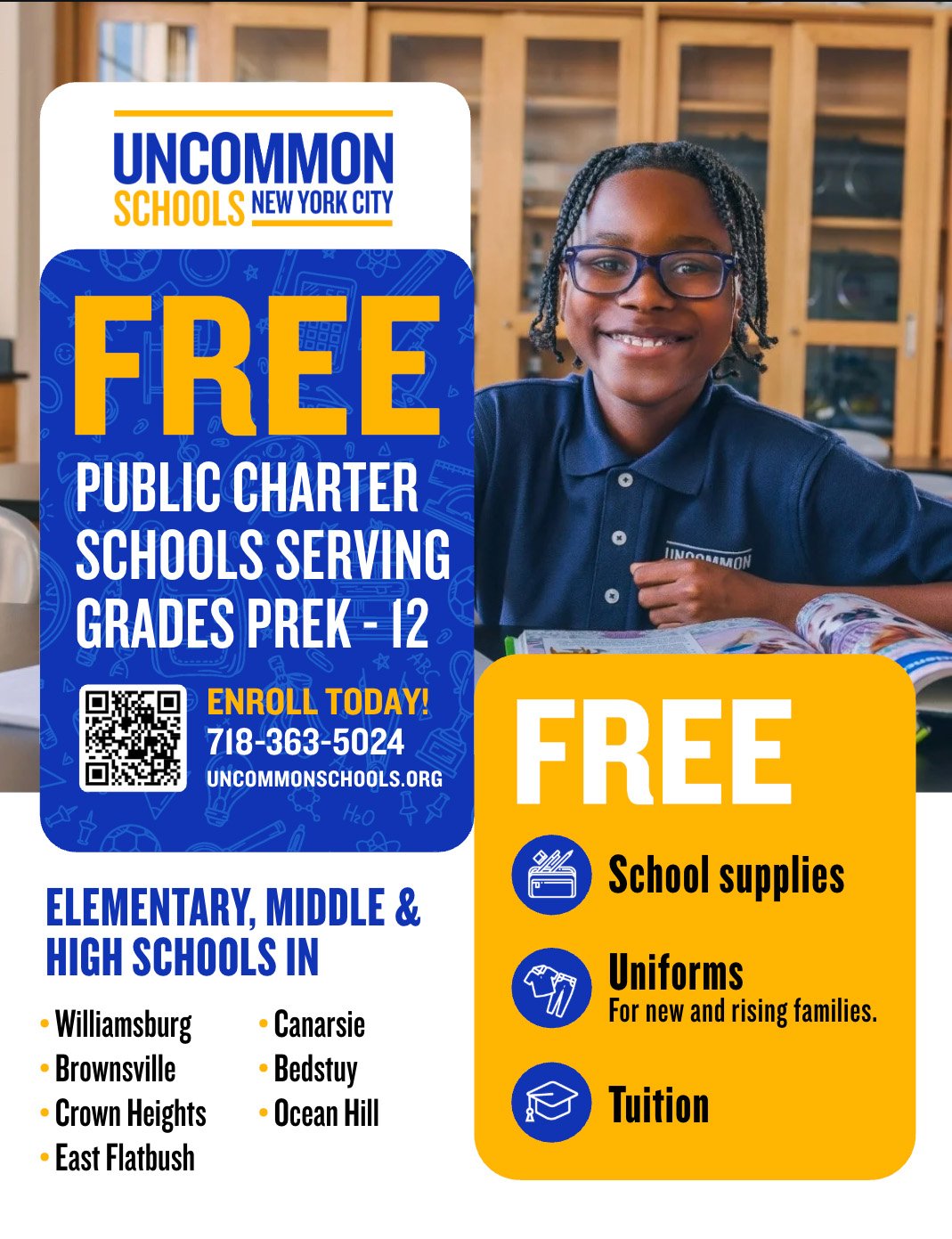 Uncommon Schools English-language enrollment flyer
