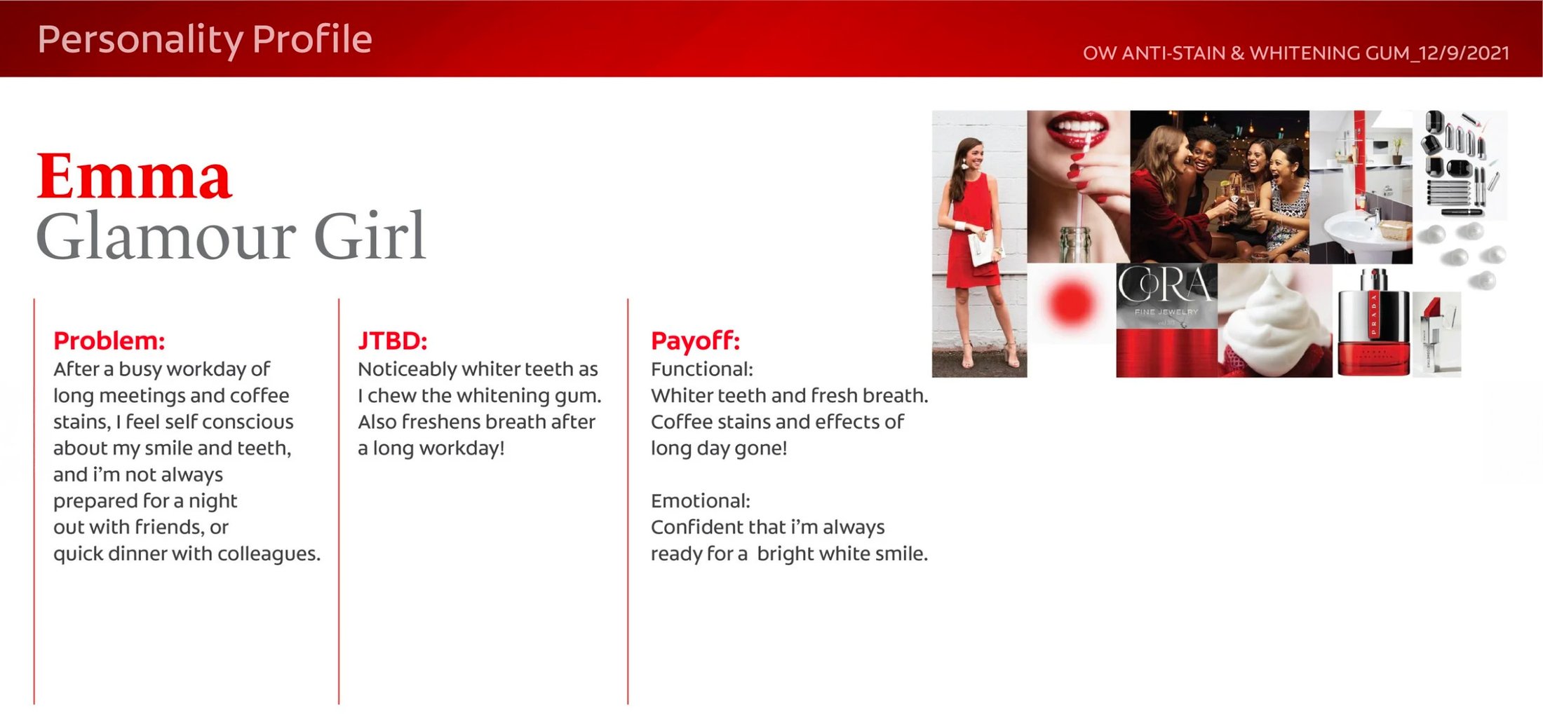 Optic White Emma persona and packaging presentation