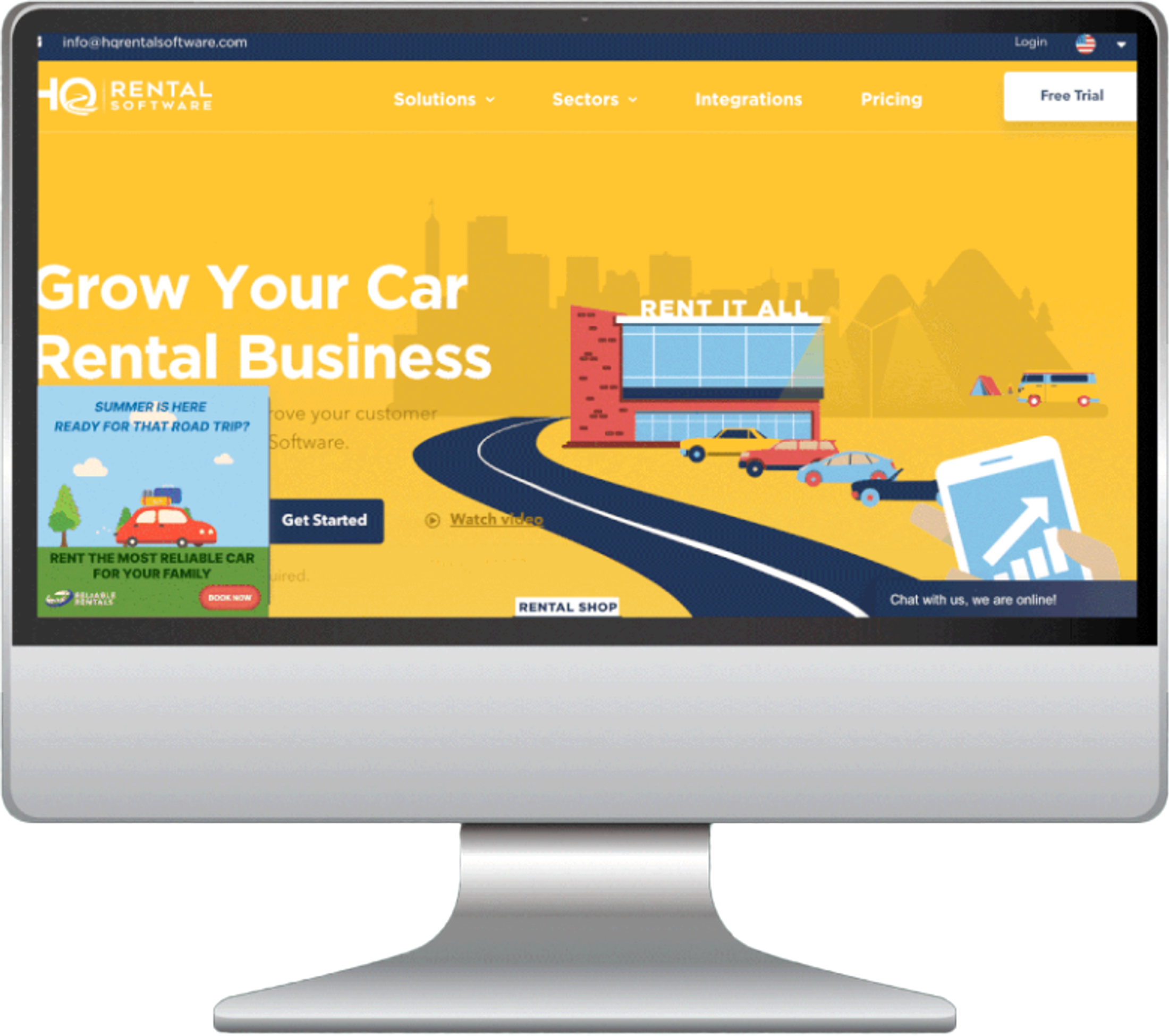 Car rental website advertisement layout