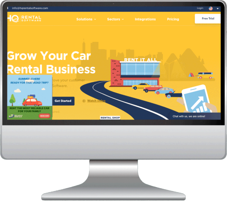 Car rental website advertisement layout