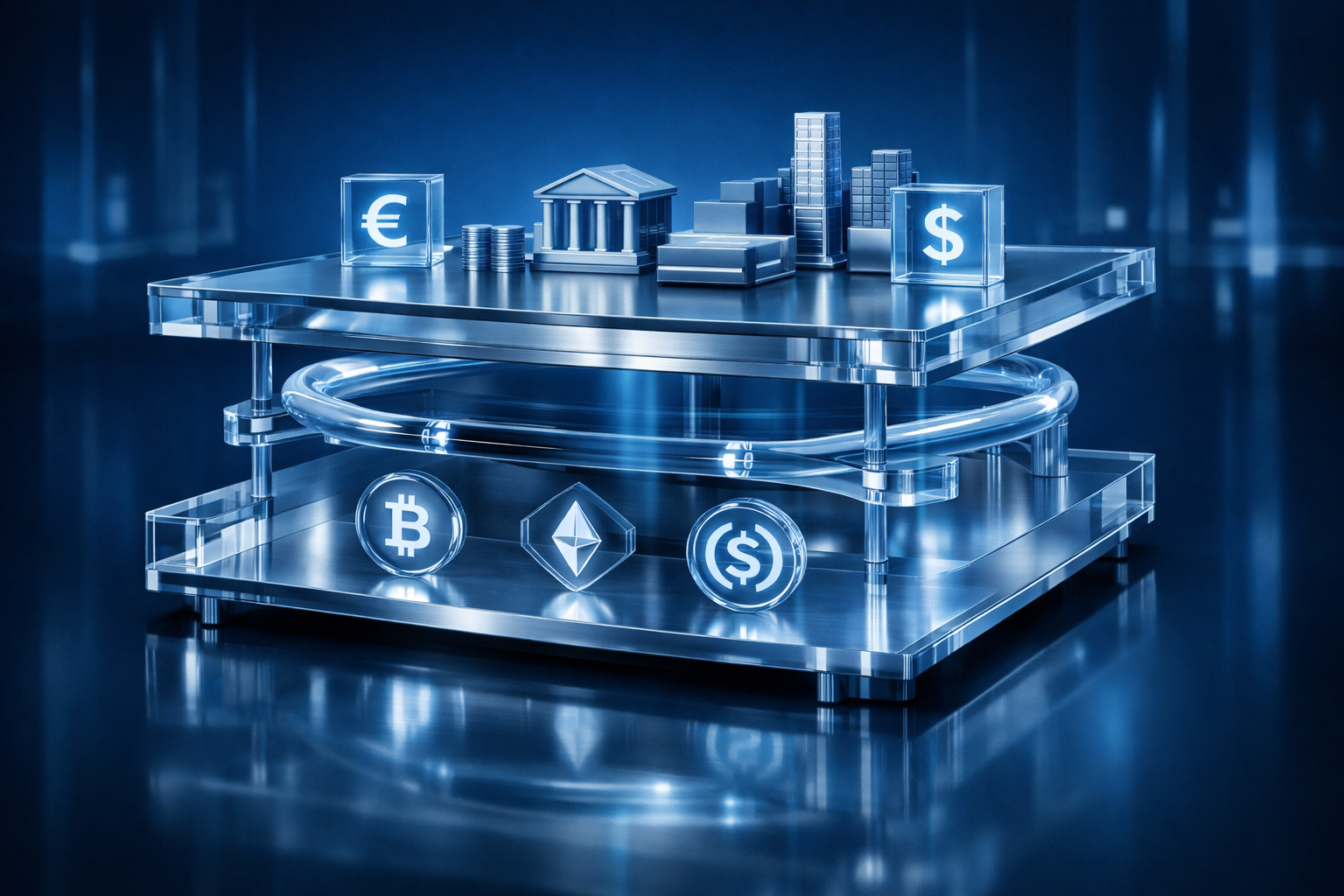 Architecture financière mondiale combinant comptes fiat et conservation crypto pour la résilience des entreprises