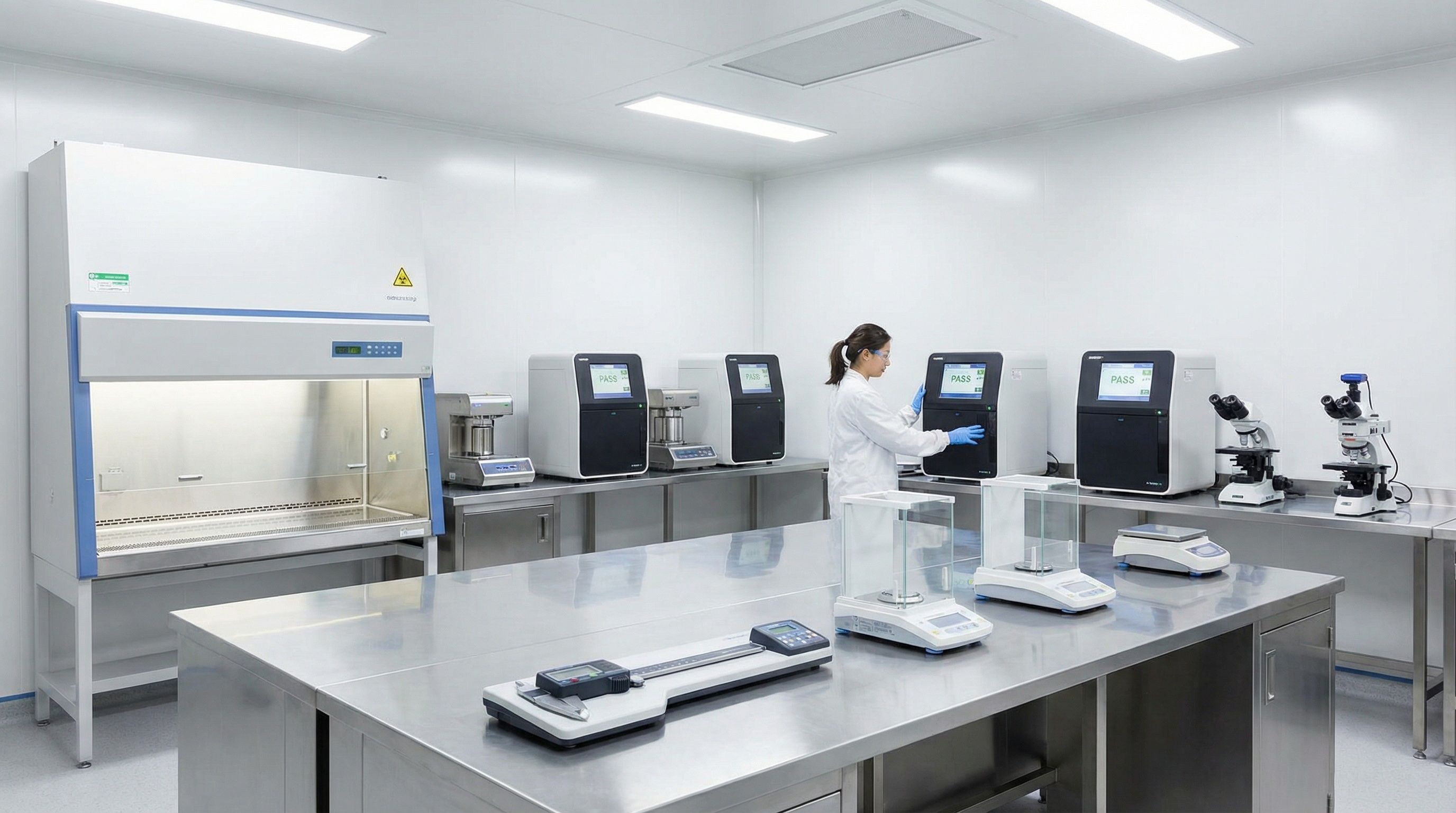 Quality control laboratory with safety testing equipment