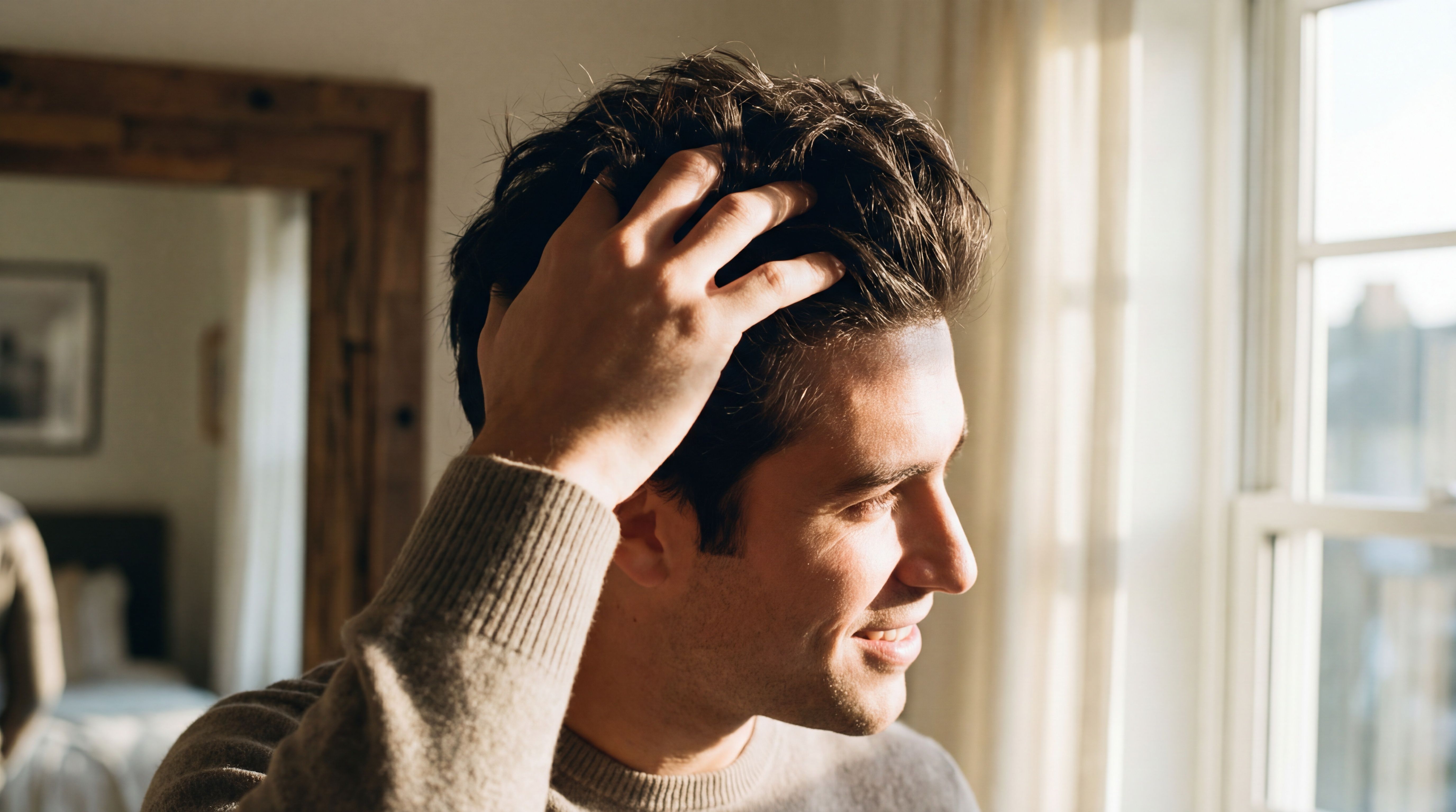 Close-up of healthy hair growth pattern representing successful hair restoration results