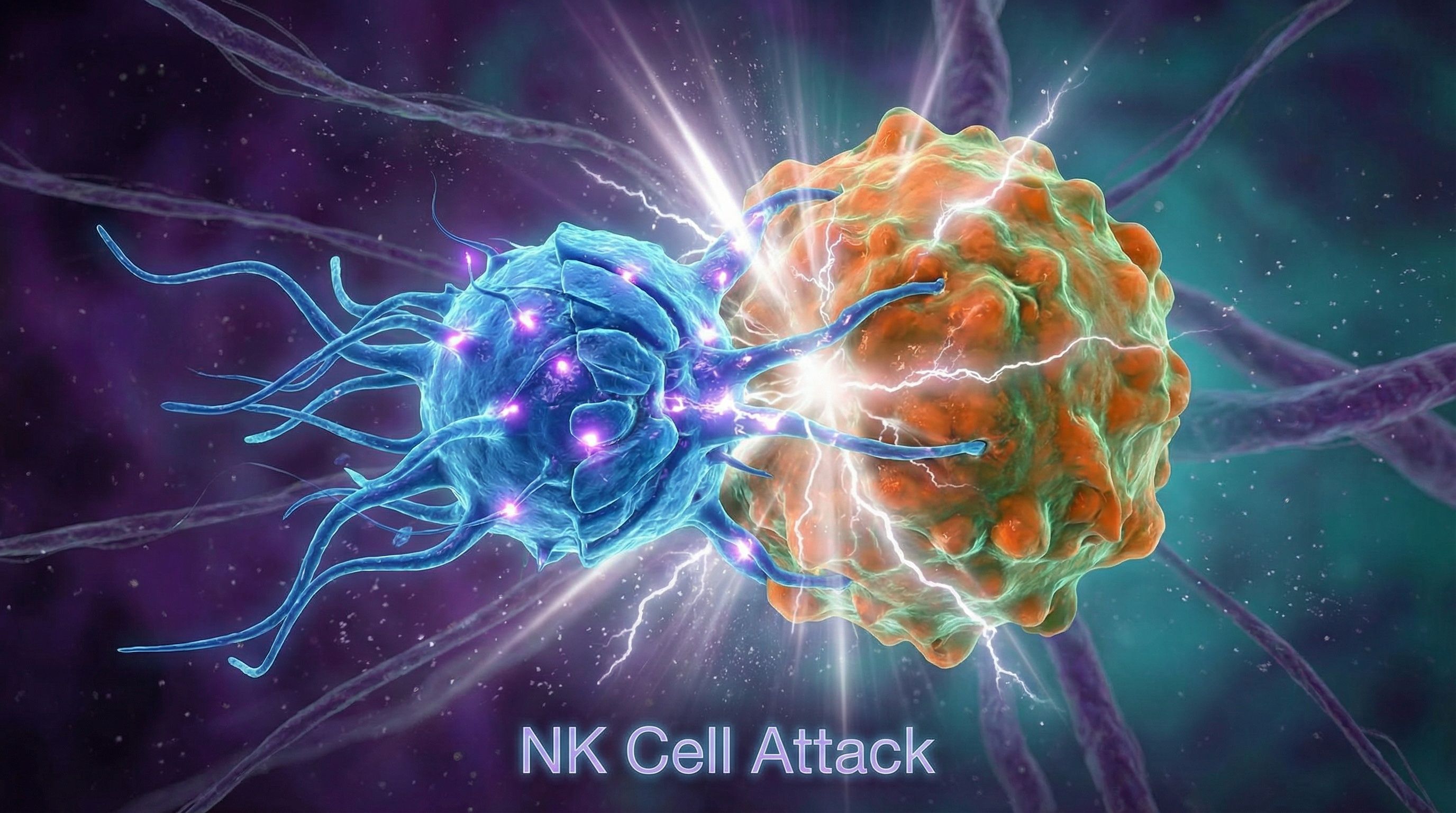 3D visualization of NK cell engaging a cancer cell